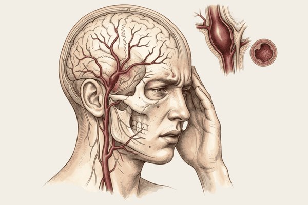 Anatomical study of the head with vascular detail